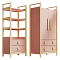 Minimalist Light Wood Frame White Wardrobe With Open Shelves And Large Capacity Storage Drawers