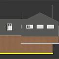 Cartoon House Interior 3D Layout with Living Room Kitchen Garage Furniture and Red Car
