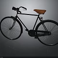 Classic Black Bicycle With Brown Seat And Black Handlebars Vintage Design