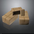 Stacked Brown Cardboard Boxes Sealed With Packing Tape On Dark Surface