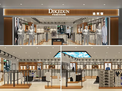 Modern Clothing Store Interior With Stylish Mannequins And Fashion Apparel Displays 3d model