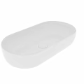 White Oval Ceramic Washbasin With Modern Sleek Minimalist Bathroom Design