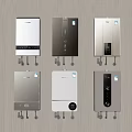 Various Modern Water Heaters With Digital Displays And Different Color Designs