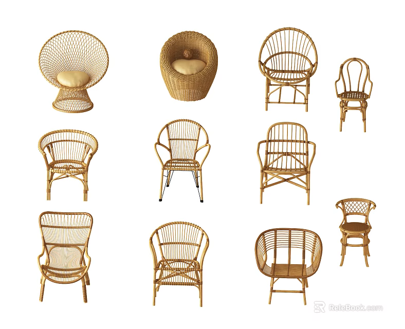 Stylish Wicker Leisure Chairs With Various Comfortable Designs For Home Decor 3d model 