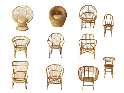 Stylish Wicker Leisure Chairs With Various Comfortable Designs For Home Decor 3d model