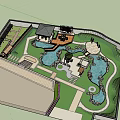Rockery Stones in Traditional Garden Landscape with Pond Pavilion Trees and Colorful Plants