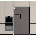 Modern Kitchen Cabinets With Built in Oven And Side by Side Refrigerator 3d model