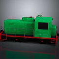 Green Locomotive With Red Base Metal Railings And Side Window Design