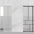 Modern Interior Partition Design Featuring Vertical Slats And Grid Pattern On Concrete Wall