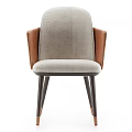 Modern Accent Armchair With Light Gray Fabric Brown Leather Armrests And Dark Legs