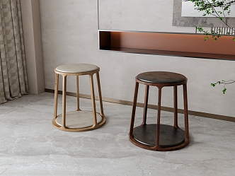 New Chinese Round Stool 3d model