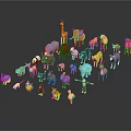 Diverse Colorful Animal Figurines With Various Species And Reflective Surface