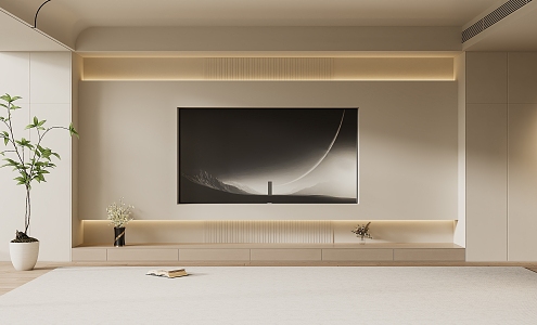 Modern TV Background Wall Cream Style TV Background Wall TV Cabinet TV 3d model