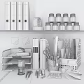 Organized Office Supplies Setup With Colorful Folders Tape And Stationery Items