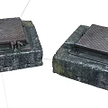 Road Facilities Featuring Metal Manhole Covers With Diamond Patterns On Stone Bases 3d model