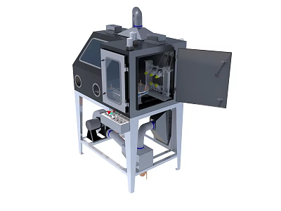 Industrial Equipment With Transparent Window Open Door And Control Panel Stand 3d model