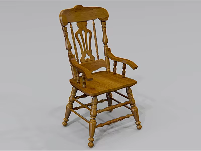 Wooden Leisure Chair Featuring Carved Backrest Decorative Armrests And Classic Design 3d model