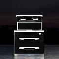 Stylish Black Modern Kitchen Cabinet With Drawers Upper Appliances Silver Handles