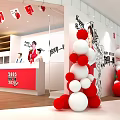 MINISO Store Happy Valentine's Day Celebration With Red White Balloons Large Number And Red Suit Character