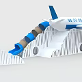 Airplane Shaped Playground Equipment With Blue Brown Slides And Cloud Decorations