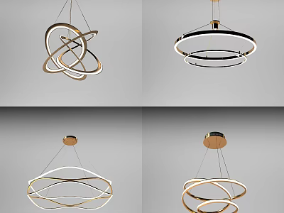 Modern Circular Pendant Light with Gold Black Metal Frame and Minimalist Design for Dining Room 3d model