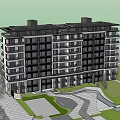 Modern Residential Building High-rise Residential Building 3d model