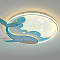 Cute Kids Room Ceiling Light With Whale Waves Stars And Moon Design