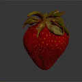 Juicy Fresh Ripe Strawberry With Green Leaves On Gray Background