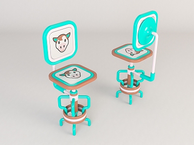 cartoon bar chair 3d model