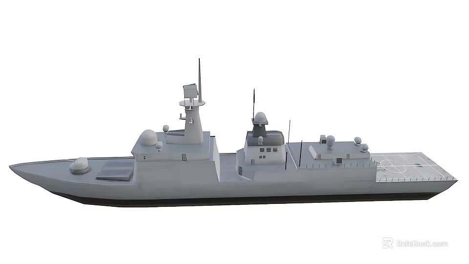 Modern Military Warship With Advanced Radar Systems Antennas And Superstructure Design 3d model 