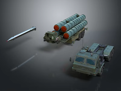 Army Military Vehicle With Multiple Rocket Tubes And Missile Launch System 3d model