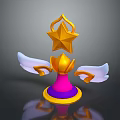 Fashion Clothing Accessory With Gold Star White Wings And Pink Purple Base