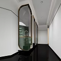 Modern Beauty and Hair Salon Interior with Green Walls LED Lights Mirror and Stylish Chairs