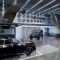 Modern Car Dealership Showroom Interior with Displayed Cars Sleek Lighting and Polished Floor
