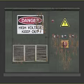 Sorry, the picture mainly shows a high-voltage electrical box with warning signs, which is not related to furniture. It's impossible to generate an English title with "furniture" as the main body based on the key information of the picture.