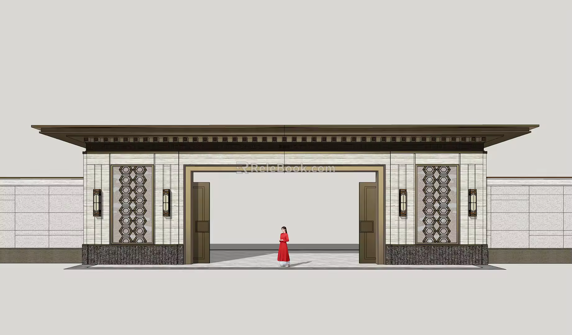 new chinese style gate 3d model