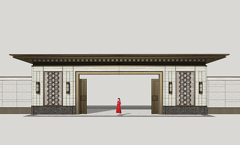 new chinese style gate 3d model