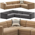 Comfortable Sectional Sofa With Velvet Upholstery Modular Design And Decorative Pillows 3d model