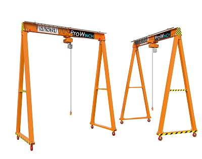 Heavy Duty Industrial Mobile Gantry Crane With Orange Frame And Movable Wheels 3d model