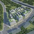 Modern Industrial Factory Complex With Green Roofs Surrounded by Trees and Roads