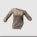 Stylish Beige Knitted Off Shoulder Sweater With Decorative Buttons On Sleeves