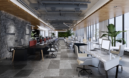 Industrial LOFT Public Office Area Open Office Area 3d model