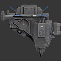Blue And Gray Sci Fi Spaceship Model With Detailed Modular Sections Engine Parts On Dark Background 3d model