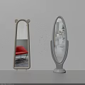 Modern Home Mirrors with Bear Ear Design and Oval Shape Beige Frame Grey Stand