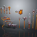Cold weapons Sword Axe Hook Fork Spear Trident Melee Weapon Military 3d model