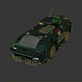 Dark Colored Armored Military Vehicle With Roof Mounted Equipment And Body Insignia