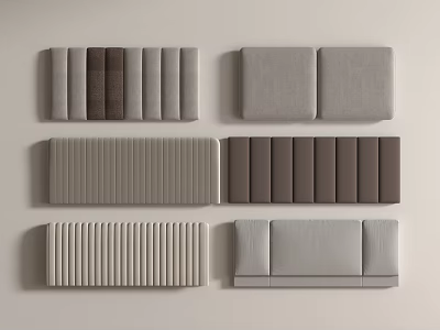 Modern Soft Upholstered Wall Panels With Various Textured Designs And Neutral Colors 3d model