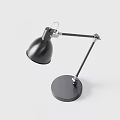 Black Adjustable Arm Table Lamp with Round Metal Base Showcased in Multiple Angles 3d model