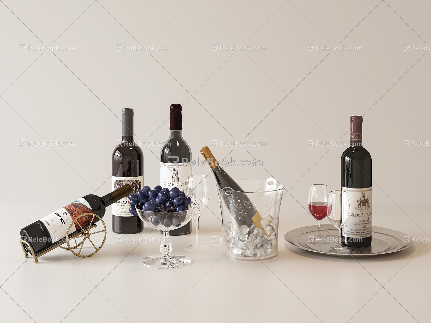 Modern wine wine wine grape tray 3d model