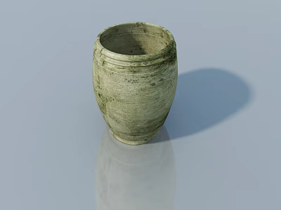 Vintage Cream Colored Ceramic Decorative Ornament Piece With Textured Distressed Finish For Home Decor 3d model